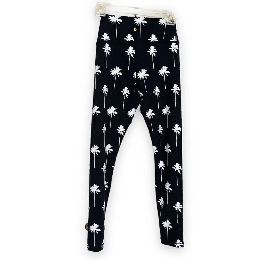 Spiritual Gangster Palm Tree Leggings Women's Size Small Black White High Rise S